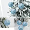 Decorazione per feste 8 cm Palla di Natale Albero Ciondolo di perle Schiuma di pizzo Bagattella appesa Gliter Ornamenti Navidad Year Home Wedding