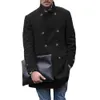 Men' Blends Men Woolen Coat Mid Length Double Breasted Stand Collar Outerwear Autumn Winter British Style Windbreaker Overcoat Streetwear 230718