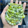 Beaded Strand Jd Natural Stone Qinghua Flower Jade Bead Bracelets Women Fashion Jewelry Gemstone Gift Handmade Bracelet Wristband Dr Dhnsf