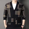 Men's Sweaters Fall Winter Fashion Men's Korean Knitted Cardigan High-end Brand Business Plaid Sweater Men Keep Warm Leisure Luxury Sweaters L230719