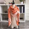 Hermosa bufanda de mujer naranja DISEÑADOR DE MODA otoño invierno Chal de algodón que combina con todo PINK Bufandas cuadradas grandes y atractivas 140 140CM 313f