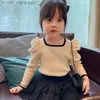 Coat Girls' cardigan 2022 autumn/winter new baby cute girl clothing children's top lace lapel jacket Z230720
