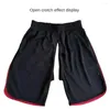 Shorts Masculino Treino Muscular Zíper Invisível Abertura Virilha Corrida Ao Ar Livre Curto Verão Calça Elástica de Secagem Rápida Moletom Roupas