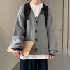 Blusas masculinas 2023 casaco de inverno cor sólida suéter elástico mangas compridas masculino decote em V tricô cardigã roupas