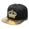 Herrkvinnor Snapback Hat King Crown Baseball Caps Justerbara Hip Hop Hats Black Summer Peaked Rhinestone Crystal Sun Cap1270L