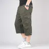 Men's Shorts Men's Military Long Length Cargo Shorts Summer Casual Cotton Capri Pants Hot Breeches Plus Size 5XL Multi-Pocket Tactical Shorts L230719