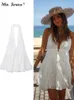 Vestidos Casuais Básicos Branco Bordado Halter Mini Dres 2023 Verão Sexy Sem Costas Sem Mangas Oco Feminino Férias Praia Vestidos 230718