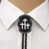 Bolo Ties Fashion Cross Square Bear Paw Bolo Tie for Man Cowboy Western Cowgirl Lather Rope Zinc Alloy Necktie HKD230719