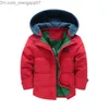 Coat Winter New Boys' Jacket with Thick Panel to Keep Warm Hooded Cold Wind Protection 3-10 Year Old Children's Jacket Z230719