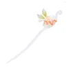 Hair Clips Girls' Chinese Hairpins With Elegant Acetic Acid Plain Flower Style Headdress For Dating Show Stage Performance