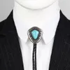 Bolo Ties Western cowboy zinc alloy special-shaped point natural turquoise leather rope men's bolo tie 230719