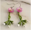 Dangle Earrings CSxjd 2023 Vintage Plant Jewelry Imitating Pearls Forget-me-not Leaves Flowers