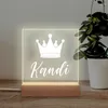 Forniture per feste Crown Night Light Nursery Room Kid con nome personalizzato Regalo personalizzato per camera da letto per bambini