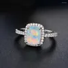 Cluster Rings 2023 Arrival Luxury Jewelry 925 Sterling Silver Simulated Opal CZ Party Women Wedding Band Ring For Lover's Gift Size 5-11