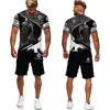 Tute da uomo in maglia templare con stampa 3D T-sirt/assortimento/completo Cool sort manica stile retrò streetwear completo a due pezzi tuta estiva completo