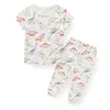 Zestawy odzieży Summer Bamboo Fibre Cartoon Baby Boy Girl Top Pants Soft 1-5 Lating Mały Dzieci Salon