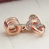 100% S925 Sterling Silver och Rose Gold Plated Slåsande kärlek Charm Bead Fits European Pandora smycken armband halsband PE3442