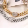 Flatfoosie Iced Out Coeur Cristal Chaîne Cubaine Bracelets de Cheville pour Femmes Bling Strass Lien Cheville Bracelet Hip Hop Pied Bijoux 230719