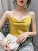 Women's Blouses 2023 Summer Avocado Green Camisole Strap Vest Bohemia Acetate Satin Basic White Cami Sleeveless Artificial Silk Tank Tops