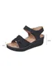 Rom tjocka botten sandaler kvinnor mjuk lätt slip på öppen tå ankel spänne promenad sandal skor retro skor