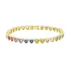 rainbow colorful mini love hearts zircon Bracelet Women Men hip hop Iced Out Bling Cubic Zirconia Couple Jewelry Gift