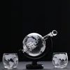 Wine Glasses Whiskey Decanter Globe Wine Aerator Glass Set Sailboat Skull Inside Crystal with Fine Wood Stand Liquor Decanter for Vodka Cup 230718