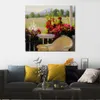 Vibrant oljemålning Floral Landscape Clematis Hollyhocks Handmade Canvas Art Contemporary Loft Decor