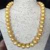 Baroque 10-11mm Natural South Seas Gold Pearl Necklace 18 tum 14k Gold Clasp206p