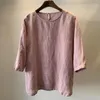 Chemisiers pour femmes Johnature 2023 Vintage Simple Pull Japonais Chemises D'été Solide Couleur Polyvalent Lâche Sept-quarts Manches Femmes Tops