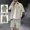 Men S Tracksuits Dynrfit Set Shirt Shorts Summer Sports Short Sleeve Printed Cotton Casual Fashion Cardigan Mock Neck T Shirt 230718