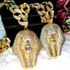 24K Золотое серебро заморожено подвесное египетское фараонский медный хрустальный циркон бриллианты колье из вакуумных ювелирных украшений поп -ожерелье223Z