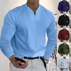 Polos para hombre Top Color sólido Slim Fit Manga larga Cremallera Colorido Cuello en V Camisa informal de otoño Camiseta 230718