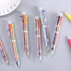 36шт прозрачные шесть цветных шариков Pen Creative Cute Cute Speding Multi-Clail Plastic Prens School Supplies Prize Prist Подарок оптом