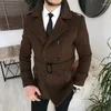 Hommes Trench-Coats Revers Double Rangée Bouton Manteau Décontracté En Laine Avec Ceinture 2023 Automne Veste D'affaires