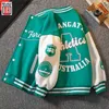 Coat Autumn Winter Baseball Green Jacket Coat Children's Fashion Clothing Youth Girls 'Cardigan 4 till 12 Children's Coat Bomber Z230719