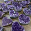 hochwertiger natürlicher Kristall Amethyst Quarz Geode Herzstein lila Edelstein Cluster Kristall Handwerk für Schatzgeschenke3478