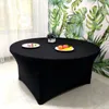 Tischdecke DD 152 cm 60 Zoll runde Tischdecke Cocktail-Spandex-Bezug hochelastisch Hochzeit El Geburtstag weiß schwarz Farbe