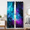 Cortina Starry Galaxy Star Window Drape Cortinas prontas para a sala de estar Tende Per Finestre Esquerda e Direita Biparting Aberto