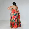 Vestidos Casuais Básicos SOMO Moda Estampada Vestido Feminino Plus Size Mangas de Verão Sem Alças Maxi Longo Roupas de Festa Atacado Direto 230718