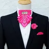 Bow Ties Original White Fringed Tie Brosch Set Men's British Korean Business Dress Wedding Bowtie Pocket Handduk 230718