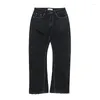 Men's Pants Cutlery Cropped Micro-horn Holes Do-old Wash Black Casual Jeans