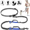 Dog Collars Leashes Reflective Leash Traction Rope Pet Running Belt Elastic Hands Freely Jogging Pull Metal D ring 230719
