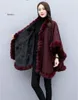 QNPQYX Herfst Nieuwe Faux Fur Vrouwen Sjaal Sjaal Mantel Effen Bontkraag Fringe Mouwloos Losse Vest Poncho Winter Dames Deken jassen