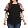 Women's Plus Size T-Shirt Plus Size Women Clothing Tops Fashion Short Sleeve Casual Loose T-shirts Ladies O-neck Floral Print Oversized T-shirts Top 230719