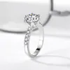 2 0ct Silver 925 Rings Natural Gemstone Zirconia Diamond Wedding Ring for Bride Women Band Fine Jewelry J-427281P