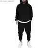 Nachtkleding voor heren Sportkleding voor heren Jogger Sportkleding Casual Sweatshirt Joggingbroek Straatkleding Trui Effen wol Hoodie Sportkleding Z230719