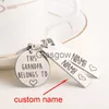 Car Key Customized Name Keychain Hand Carved This Grandpa Belongs To Birthday Gift Key Holder Men Fashion Car Key Pendant x0718