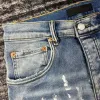 Jeans pour hommes Jeans pour hommes Pantalon de créateur violet déchiré droit Denim régulier Larmes en vrac lavé Chg23071919