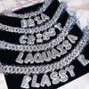 Hommes femmes Hip hop glacé nom personnalisé cz chaîne à maillons cubains rose diamant lettre collier personnalisé initial necklace303k