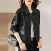 Femmes en cuir Version coréenne de Slim veste en cuir synthétique polyuréthane femmes 2023 automne hiver moto à manches longues manteaux courts Q394